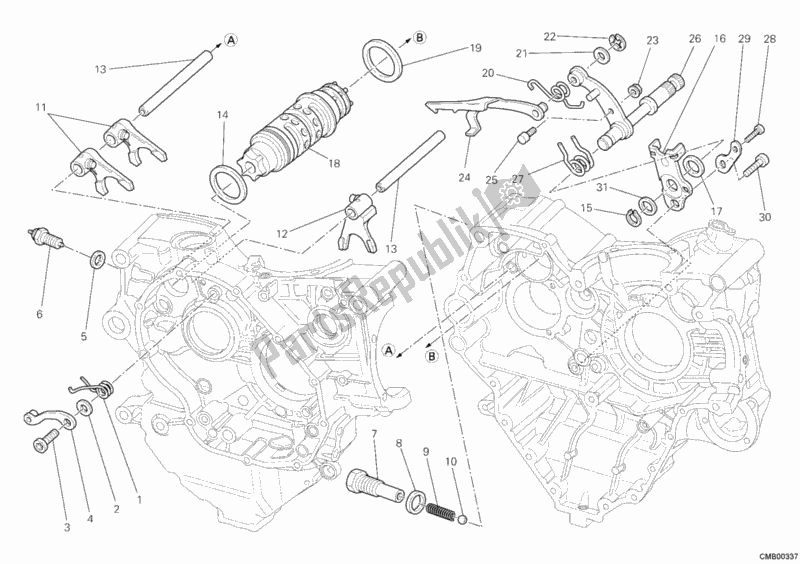 Tutte le parti per il Camma Forcella - Cambio del Ducati Superbike 848 EVO 2011